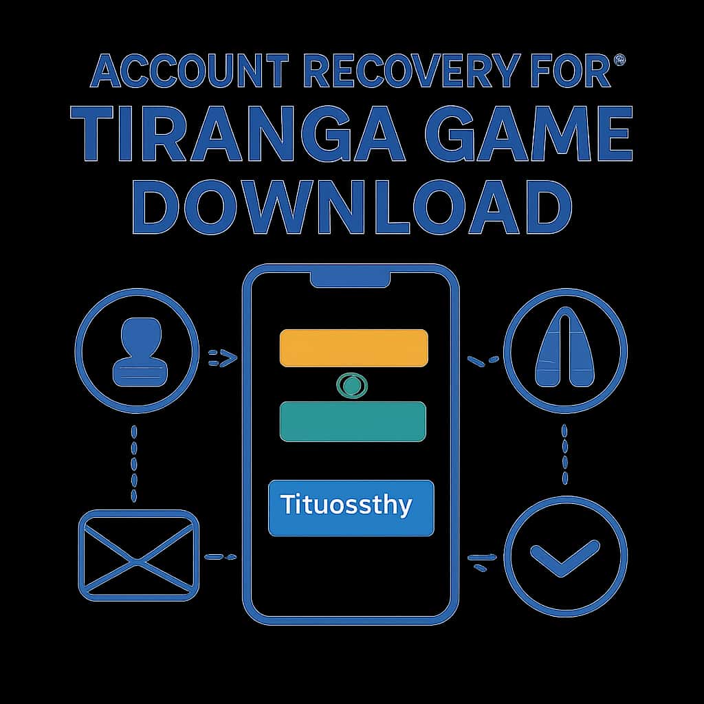 An educational diagram detailing the account recovery steps for Tiranga Game Download.